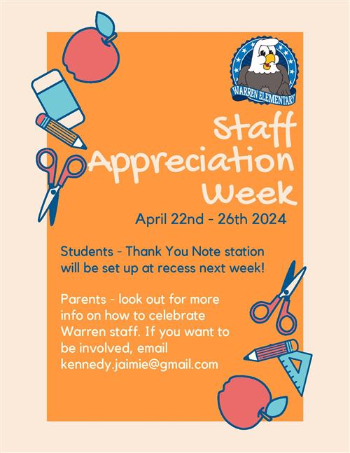  Need Volunteers for staff appreciation week